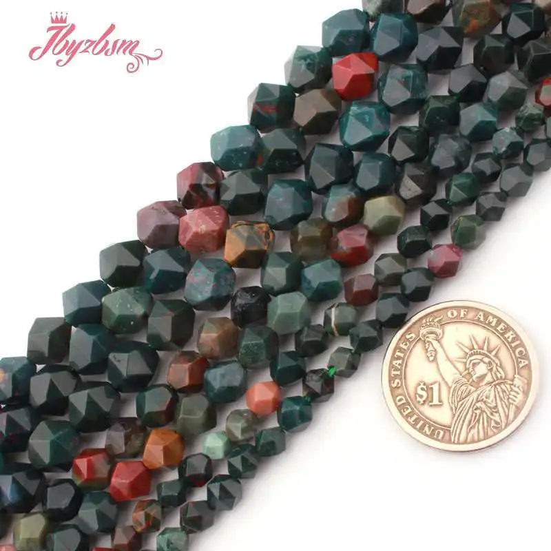 

6/8/10mm Natural Bloodstone Heliotrope Faceted Stone Beads Strand 15" For DIY Necklace Bracelets Jewelry Making Free Shipping