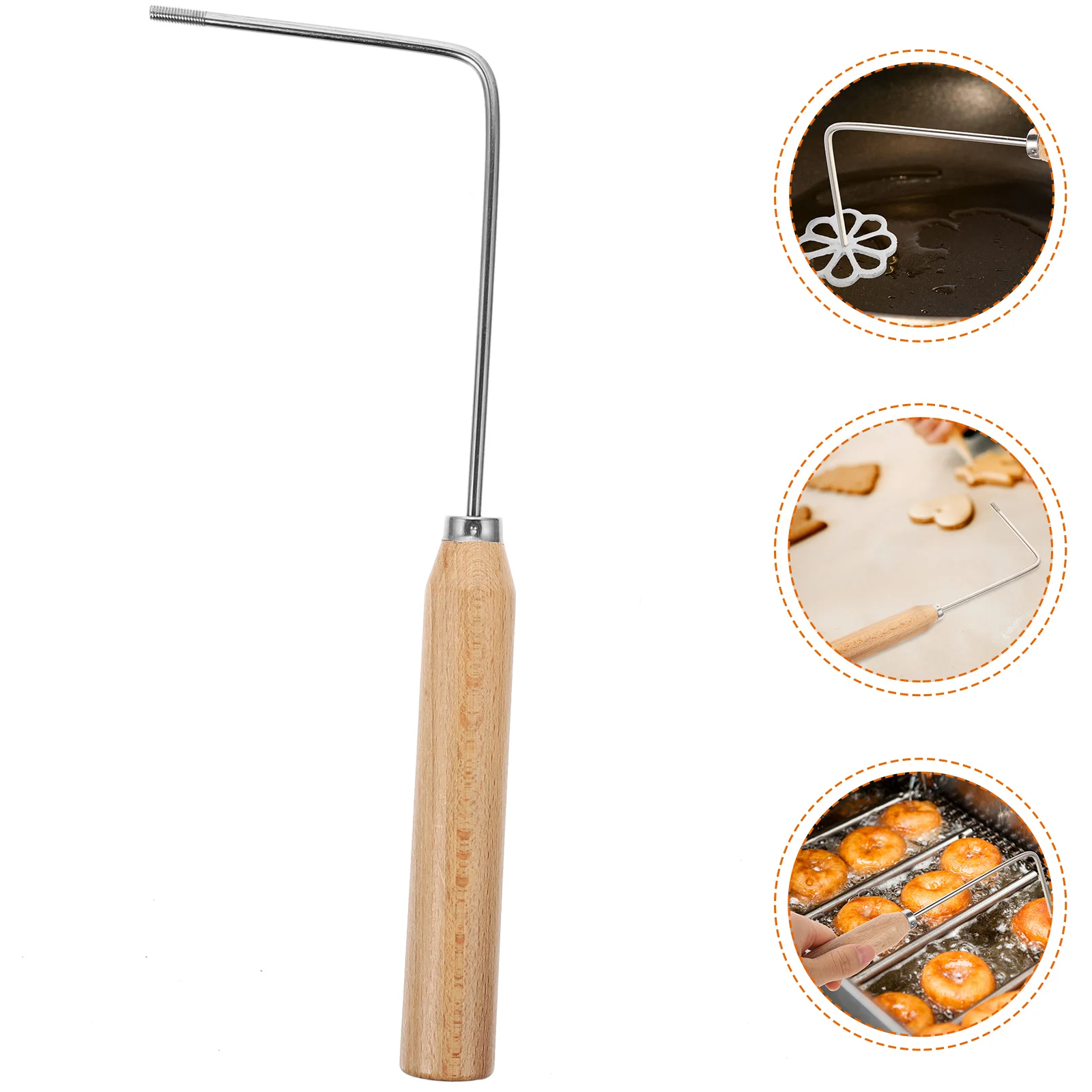 

Oil Frying Mold Handle Kitchen Gadget For Home Snack Diy Waffle Dough Cooking Tool Non-Slip Wooden Handle Baking Mold