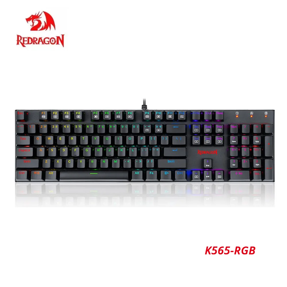 Redragon K565-RGB Mechanical Keyboard 104 Keys Wired RGB Backlight Hot-Swappable Red Switch Gaming Keyboard for Laptops PC