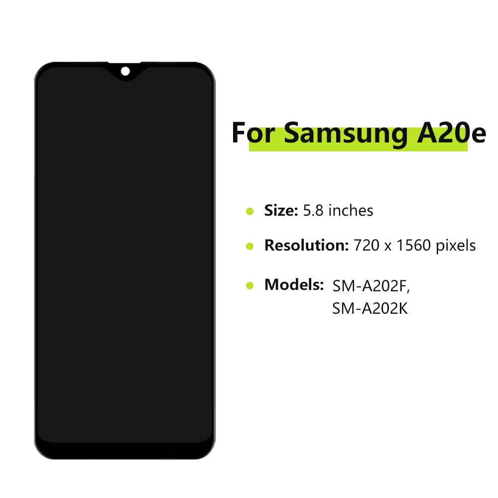 5.8\'\' Screen for Samsung Galaxy A20e SM-A202F SM-A202K LCD Display Touch Panel Screen Digitizer for Samsung A20e LCD