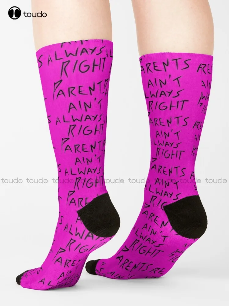 Parents Ain’T Always Right Socks Black Long Socks Personalized Custom 360° Digital Print Gift Harajuku Street Skateboard Socks