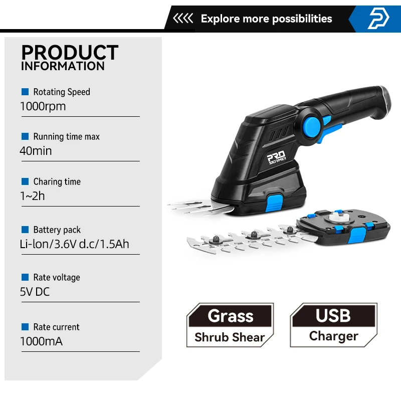 PROSTORMER-cortasetos eléctrico 2 en 1, cortador de setos inalámbrico de 20V, podadora de batería, herramientas de jardín, cortador de arbustos