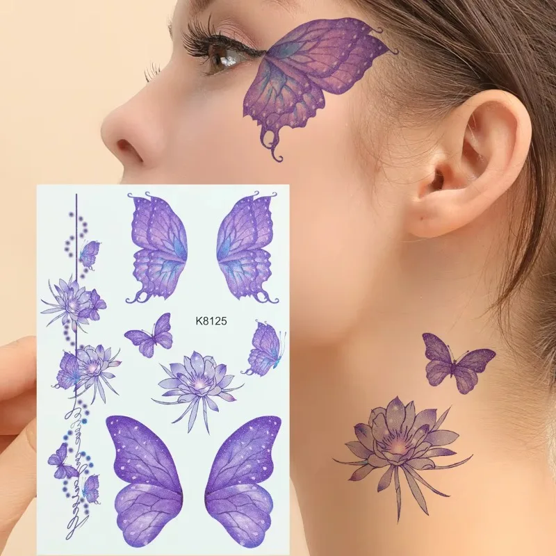 Colorful Butterfly Temporary Tattoo Glitter Wings Eyes Corner Waterproof Art Face Stickers Makeup Stage Festivals Party