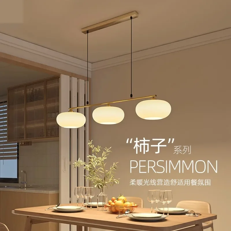 

Moden Three Headed Glass Persimmon Pendant Light Wrought Iron Chandelier Bedroom Restaurant Living Room Nordic LED Hanging Lamps