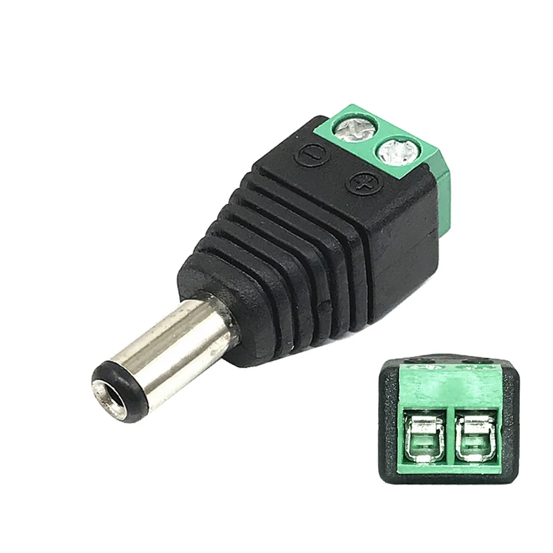 10Pcs 12V 2.1 x 5.5mm DC Power Male Plug Jack Adapter Connector Plug for CCTV single color LED Light