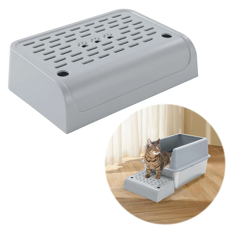 

BAAG-Cat Litter Box Ramp With Filter Function, Double Layered Self-Cleaning Cat Litter Box Litter Trapper With Storage