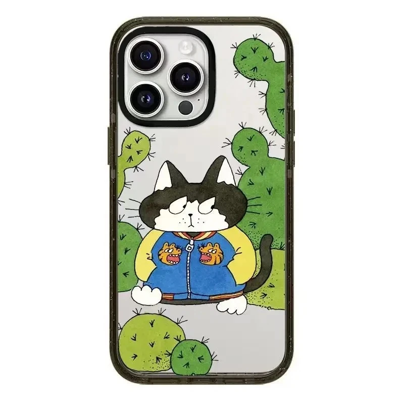 

Cartoon Fashion Cat 2.0 Acrylic Black Border Phone Case Cover for iPhone 11 12 13 14 15 Pro Max Case