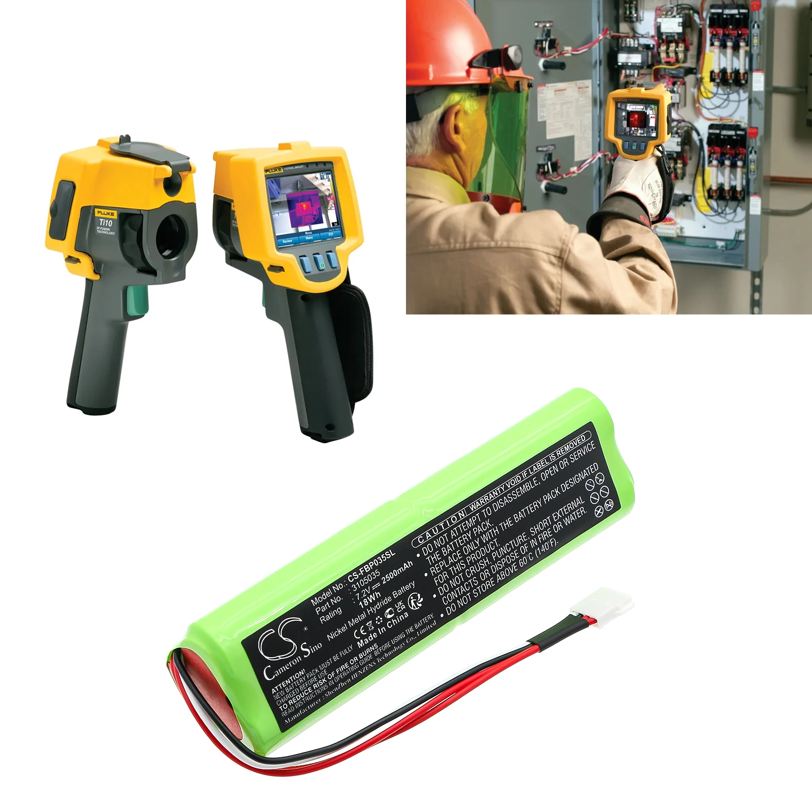 Cameron Sino 2500mAh Battery 3105035, 3524222, Ti20-RBP for FLUKE Ti10, Ti-10, Ti-20,Ti20, Ti20-RBP, Ti25, Ti-25, TiR, TiR1
