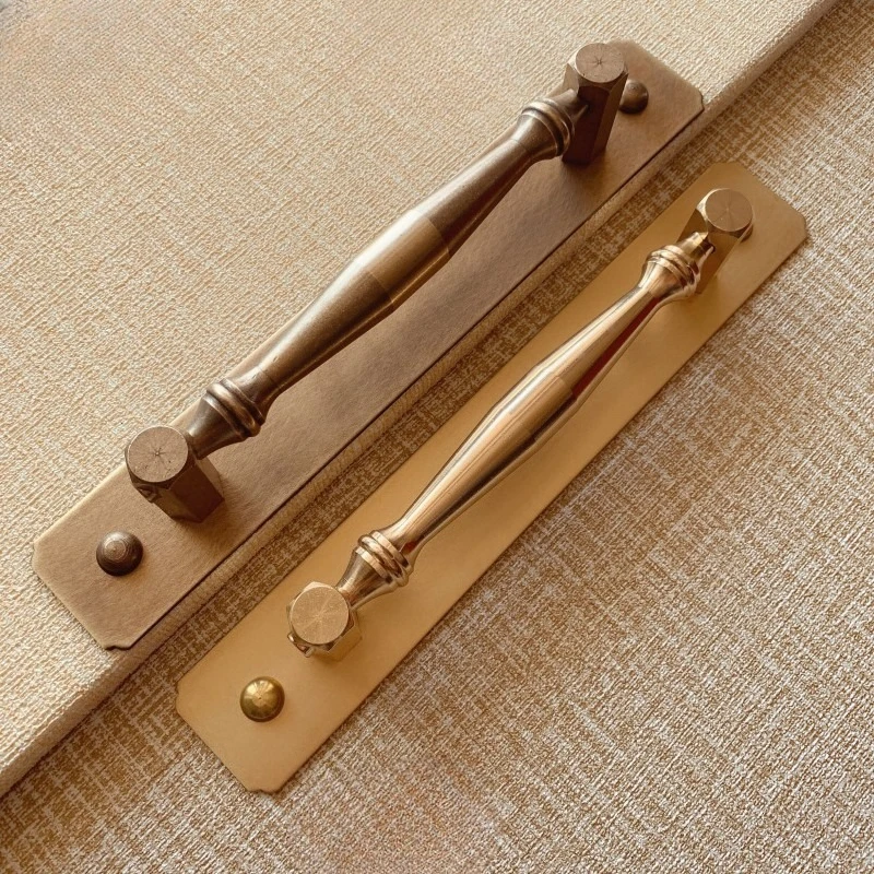 Antique Pure Copper Entry Door Pull Minimalist Glass Door Handle Retro Ming Qing Style Hardware Commercial Gate Fitting