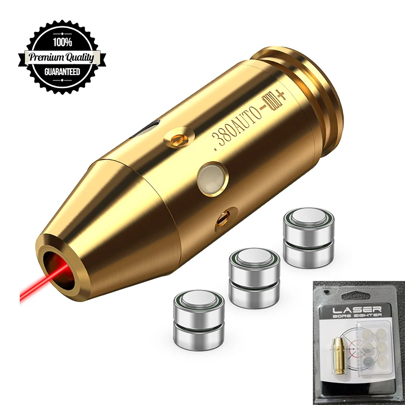 Boresight 380AUTO Red Laser Boresighter Zeroing Bore Sight Sighter with 6pcs Batteries CAL Cartridge For Scope Hunting Adjustme