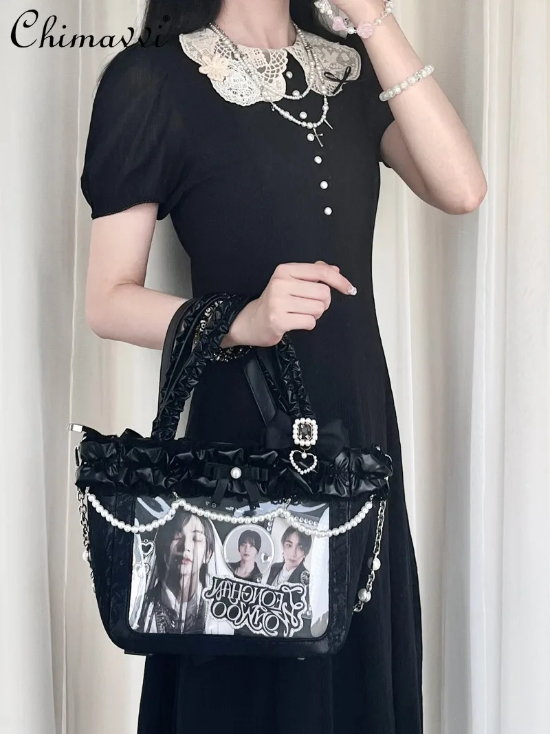 

Original New 2025 Japanese Style Mass-Produced Lace Pain Bag Fashion Sweet Girl Student Anime Handbag Shoulder Bag for Women