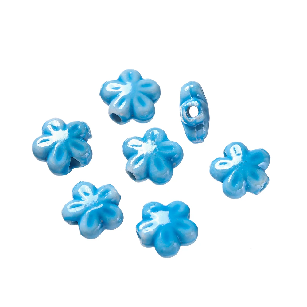 10 stuks gekleurde keramische bloemvormige kralen spacer losse kralen voor doe-het-zelf telefoonkettingen kettingen oorbellen sieraden maken accessoires