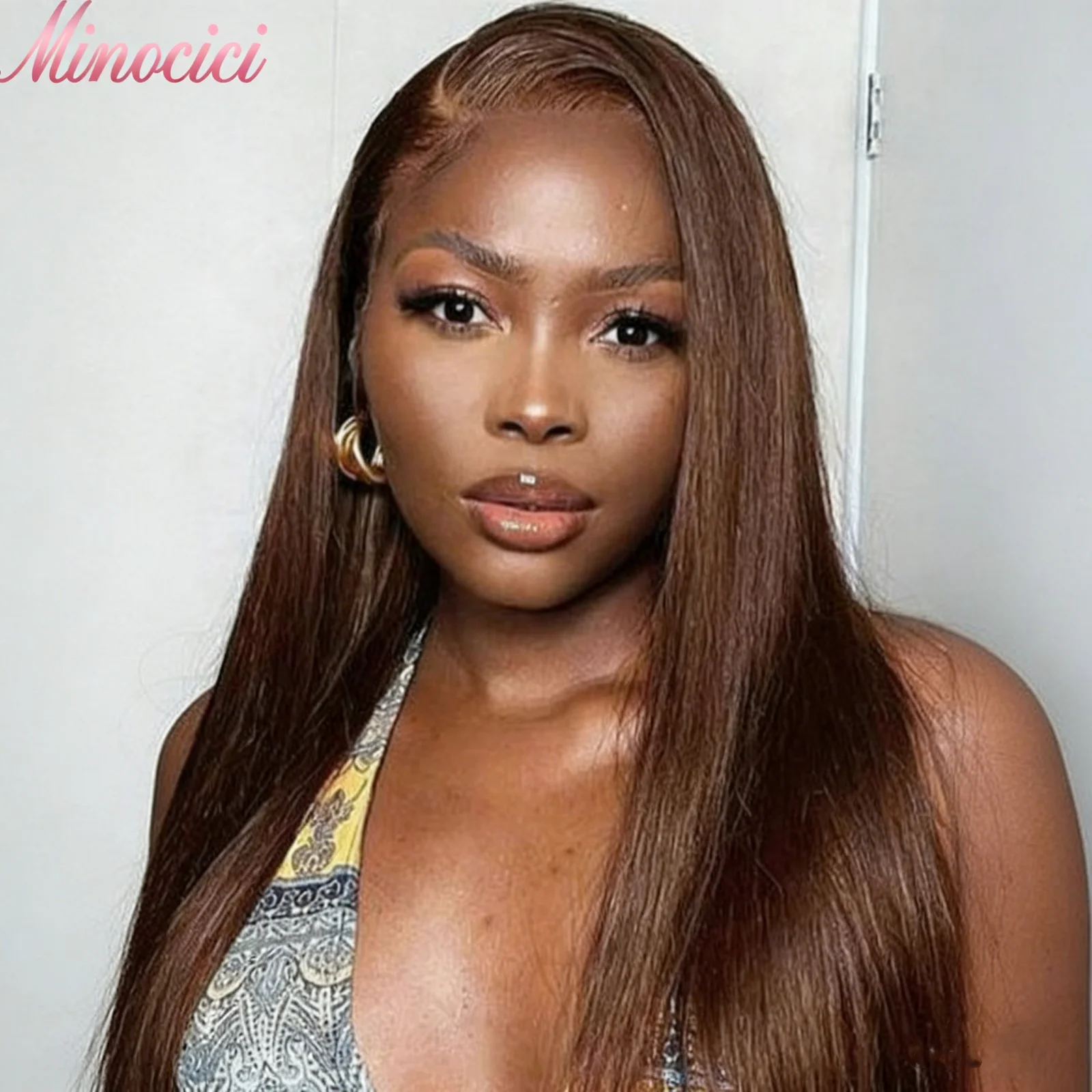 

Парик из 100% натуральных человеческих волос, шоколадно-коричневый, прямой, плотность 250, с HD-кружевной передней частью 13x6, бразильские волосы, предварительно выщипанные, глубокая волна