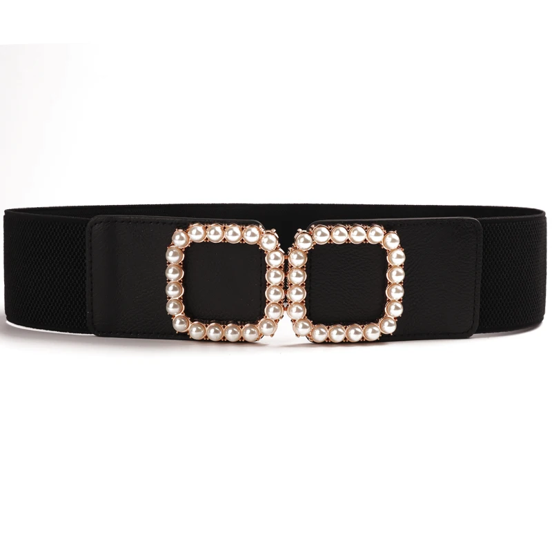 لؤلؤة مربعة مشبك Cummerbunds لفستان الفتيات حفل زفاف تزيين اكسسوارات موضة أحزمة الخصر المرنة للنساء