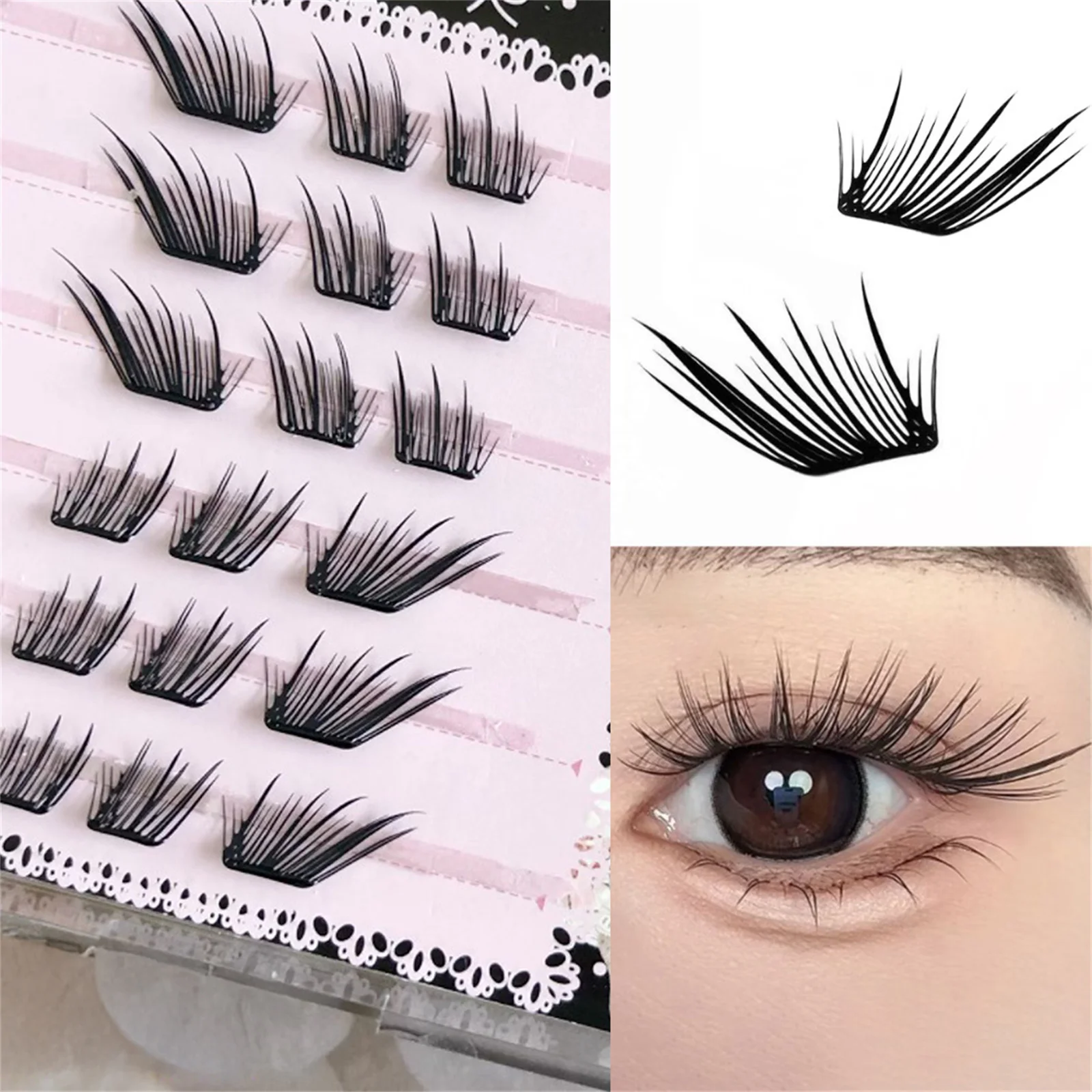 Falsche Wimpern im Idol-Fuchs-Stil, selbstklebend, leicht, süß, gefälschte Wimpernverlängerung, 7–13 mm, natürliches Curling, perfektes Augen-Make-up