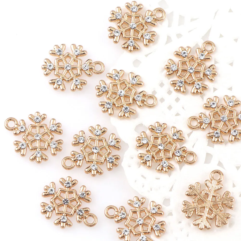 

10Pcs 1.5x1.8cm Hollow Snowflake Pendant Charms Alloy DIY Jewelry Making Accessories Necklace Bracelet Dangle Sweater Chain