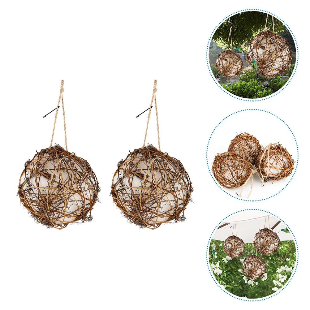 

2 Pcs Bird Feeder Bird's Nest Material Feeders for Outdoors Hanging Hummingbird Birds Wooden