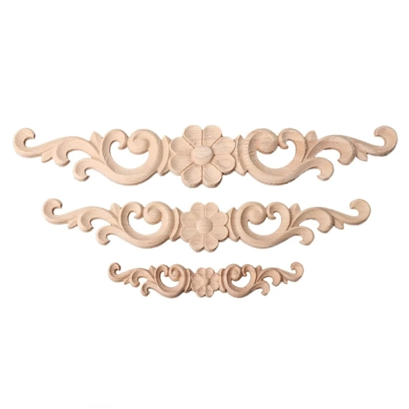 Floral Carved Corner Onlay Applique Frame Unpainted Furniture Home Decor