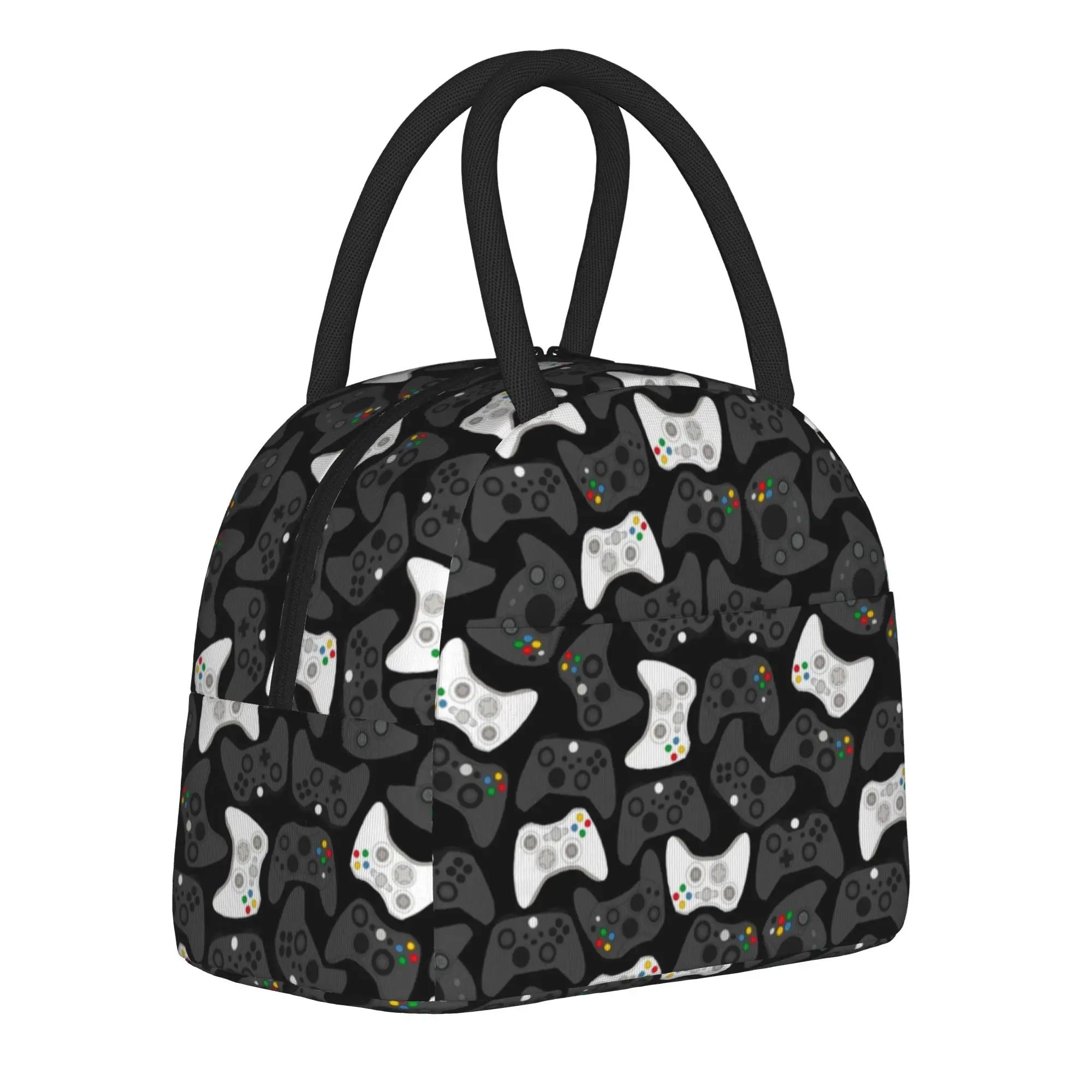 Game Controller Pattern  Insulated Lunch Bags Cooler Bag Reusable Game High Capacity Tote Lunch Box Girl Boy Beach  Picnic