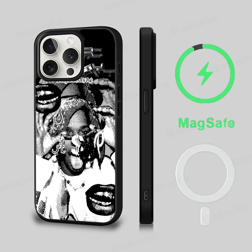 Singer A-Asap R-Rocky Phone Case Magesafe Magnetic Wireless Charge Case For iPhone 16 11 12 13 14 15 Pro Max Plus Mini