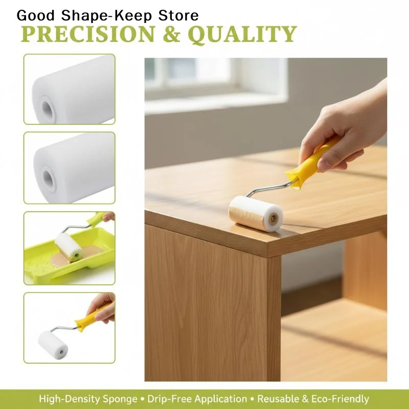 daily2 Inch Paint Roller Kit 6PCS High Density Foam with Paint Tray Liner for Small Area Wall Door Drawer Restoration