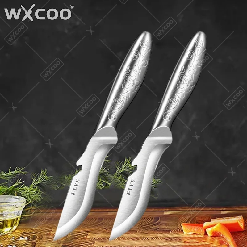 WXCOO Multi-Function Vegetable and Fruit Knife Household Stainless Steel Melon Fruit Peeler 2-in-1 Kitchen Knife Bottle Opener