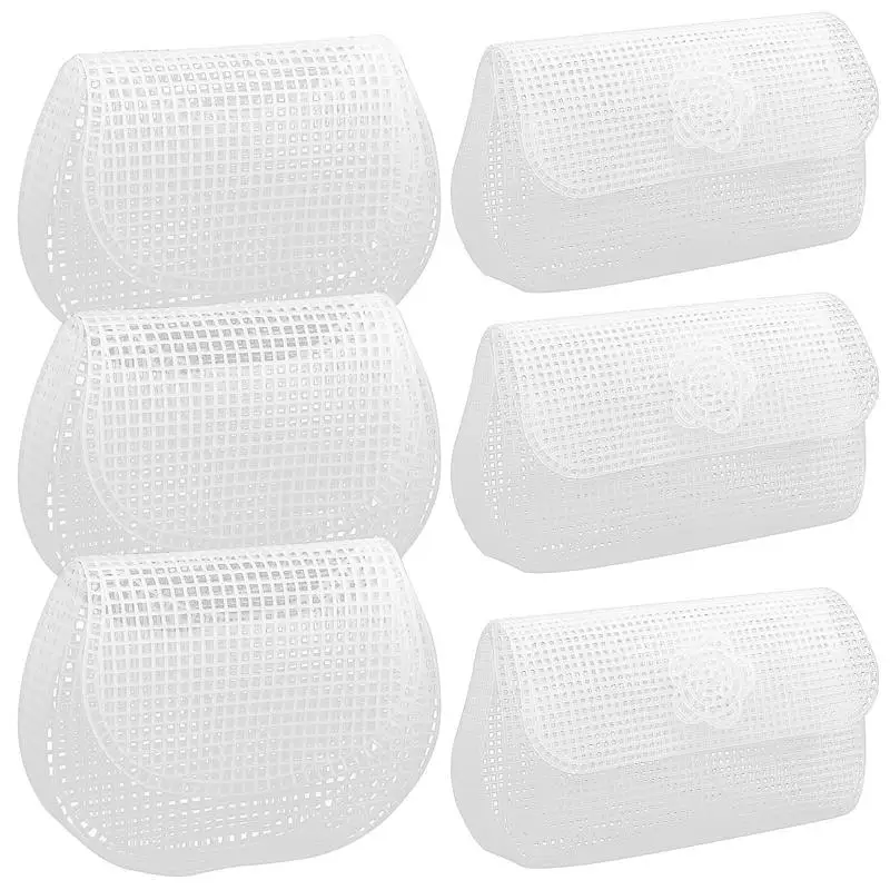 

6pcs Plastic Mesh Canvas Sheets DIY Crafting Purse Bag Crochet Bag Sewing White Sheet Needlework Embroidery Kit