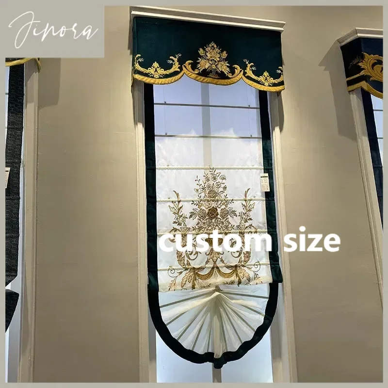 European Embroidered Roman Blinds Luxury French Sheer Curtains For Living Room Bedroom Dining Restaurant Small Windows Tulle