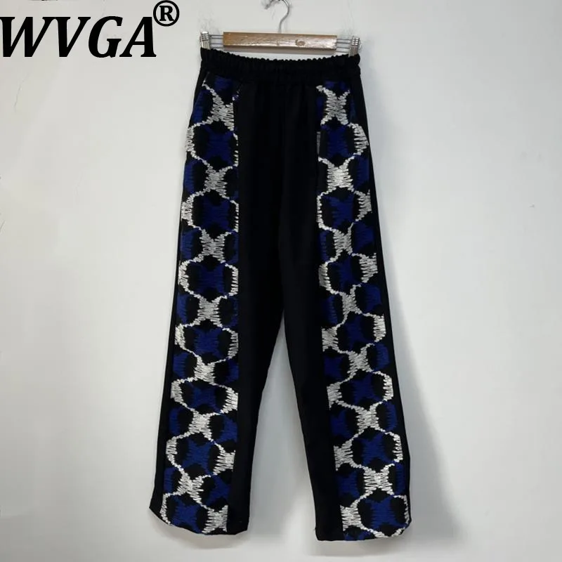 

WVGA Spring Autumn New Men Tide Embroidered Patchwork Trendy Design Niche Chic Casual Loose Straight Pants Streetwear Ins W15773