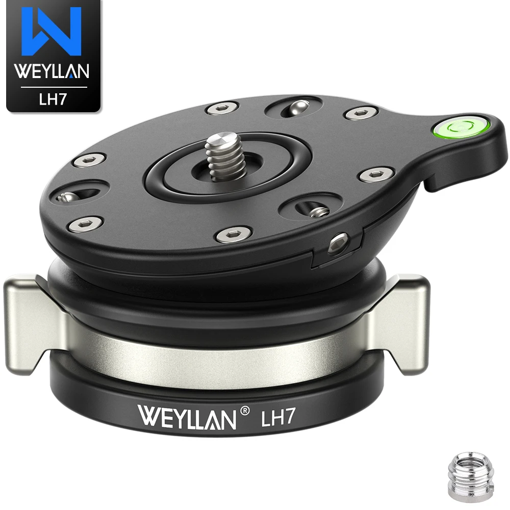

WEYLLAN LH7 Tripod Leveling Base Professional Adjusting Plate Leveler with 1/4" to 3/8" screw Metal CNC Max Load 20kg for Camera