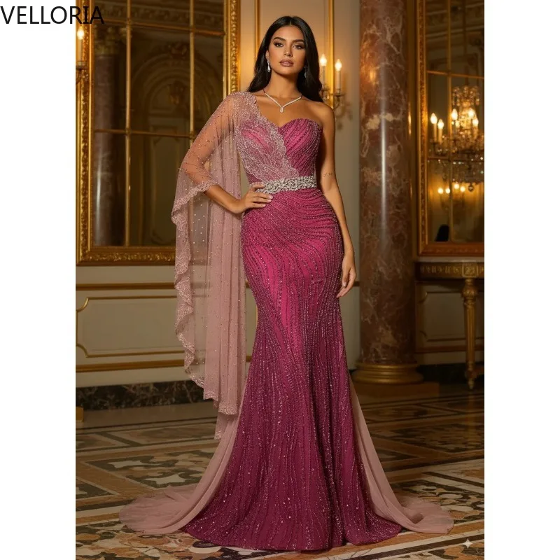 

Сверкающее винно-красное бальное платье Милое вечернее платье русалки с бисером Вечернее платье Vestdos De Fiesta по индивидуальному заказу