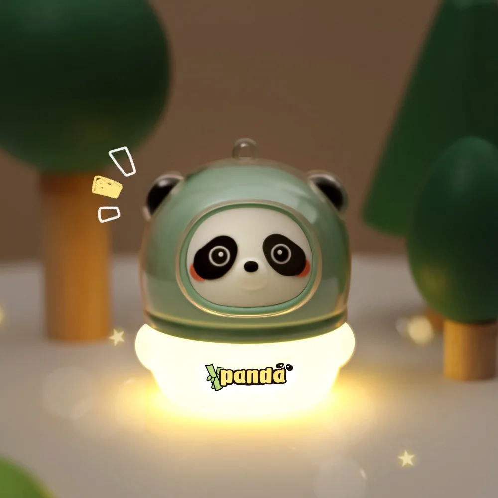 Panda Night Light com carregamento USB, Mini decoração de cabeceira bonito, lâmpada de mesa do coração do sono, presente para a menina