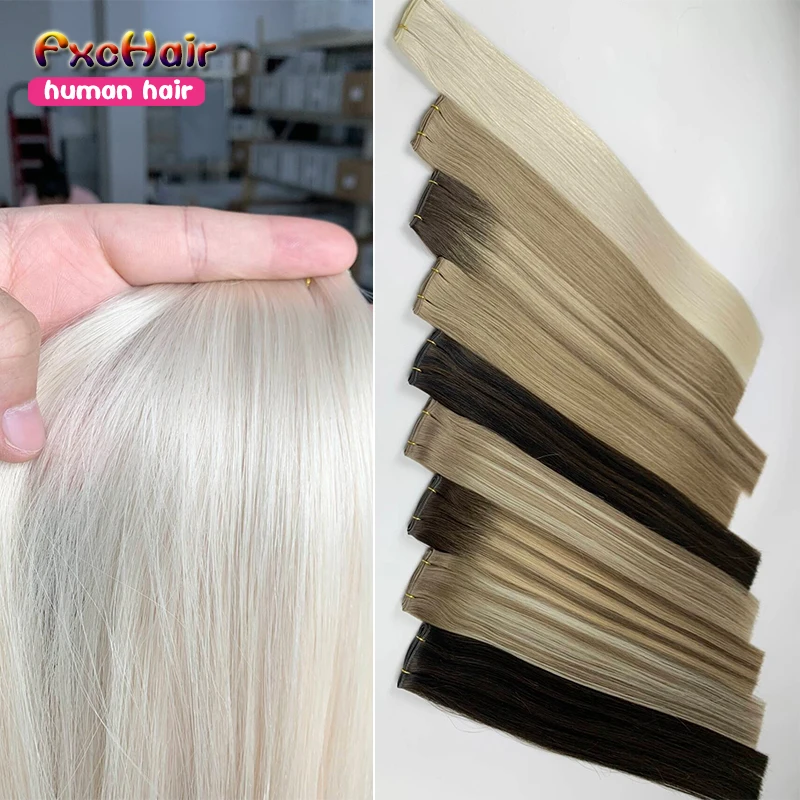 Genius Weft 100G/package Invisible Straight Mongolian Remy Hair Extensions 14-30inch Human Hair Bundles For Women Hair Weaves