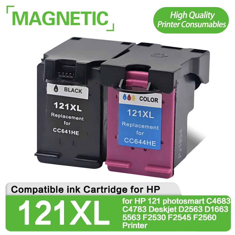 Magnetic Compatible Ink cartridge for HP121 for HP 121 photosmart C4683 C4783 Deskjet D2563 D1663 5563 F2530 F2545 F2560 Printer