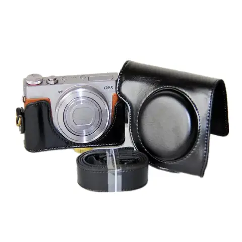 Camera Bag Case For Canon Powershot G9X Mark II G9X2 G9X Full PU Leather Body Cover With Shoulder Strap