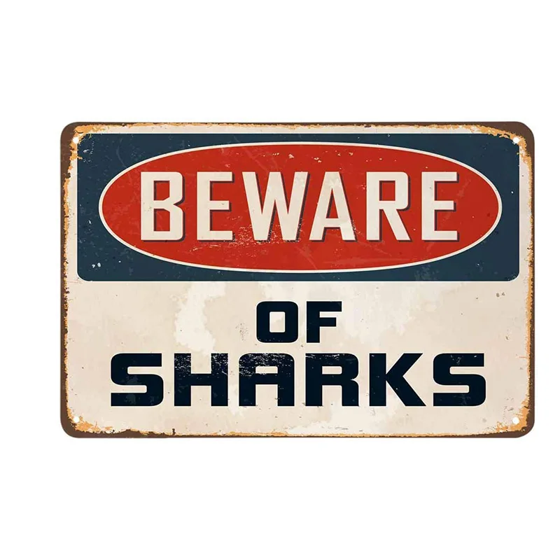 Warning BEWARE OF SHARKS Car Stickers Personality Creative Decal Campervan Decals Decoration,15cm X 8cm