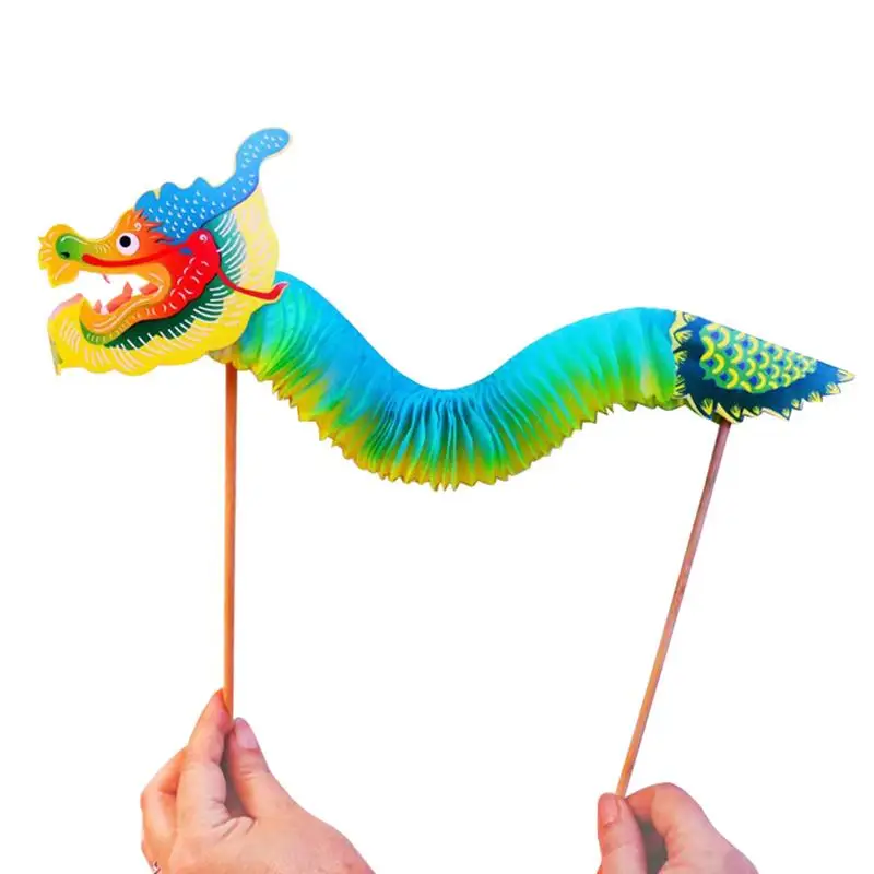 Chinese New Year Dragon Dance DIY Paper Dragon Craft colorful Dragon Puppet Educational Creativity Toy for Home Decoration