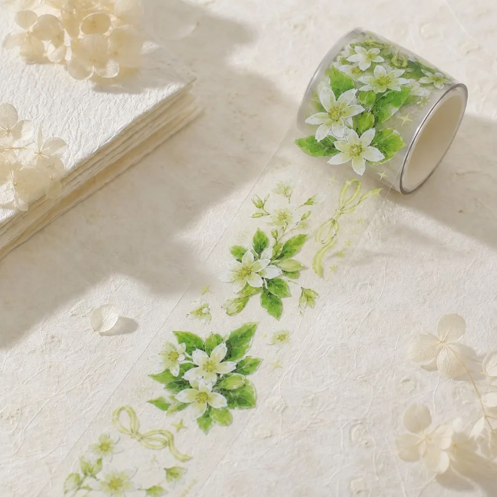 DIY Flower PET Tape Transparent Butterfly Floral Sticker Tape Colorful Journal Decoration Decorative Tape Journaling