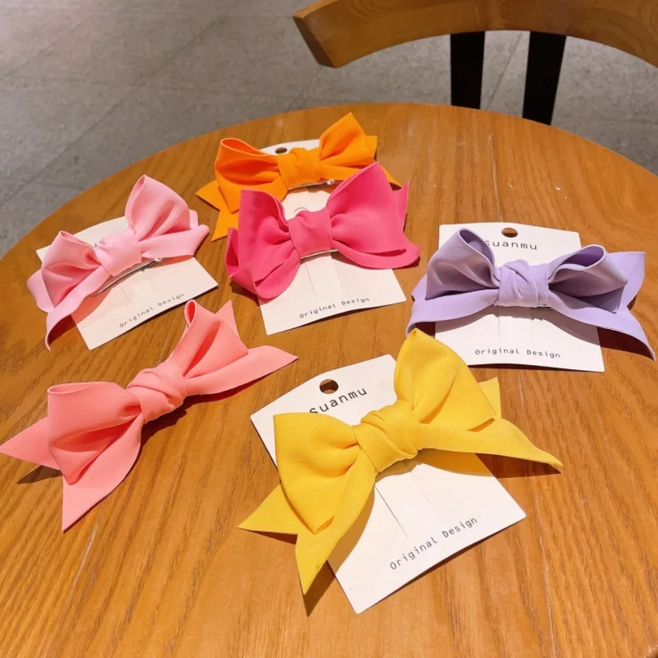 8 unids/lote celebridad de Internet Linda princesa dulce Color caramelo horquilla con lazo chica versátil cola de caballo Clip superior horquilla de tela ZX07