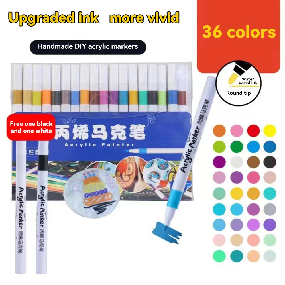 Set pena cat akrilik 60 warna, spidol seni DIY, ditarik tangan, cangkir pembuat seni grafiti, kayu keramik, perlengkapan sekolah kanvas