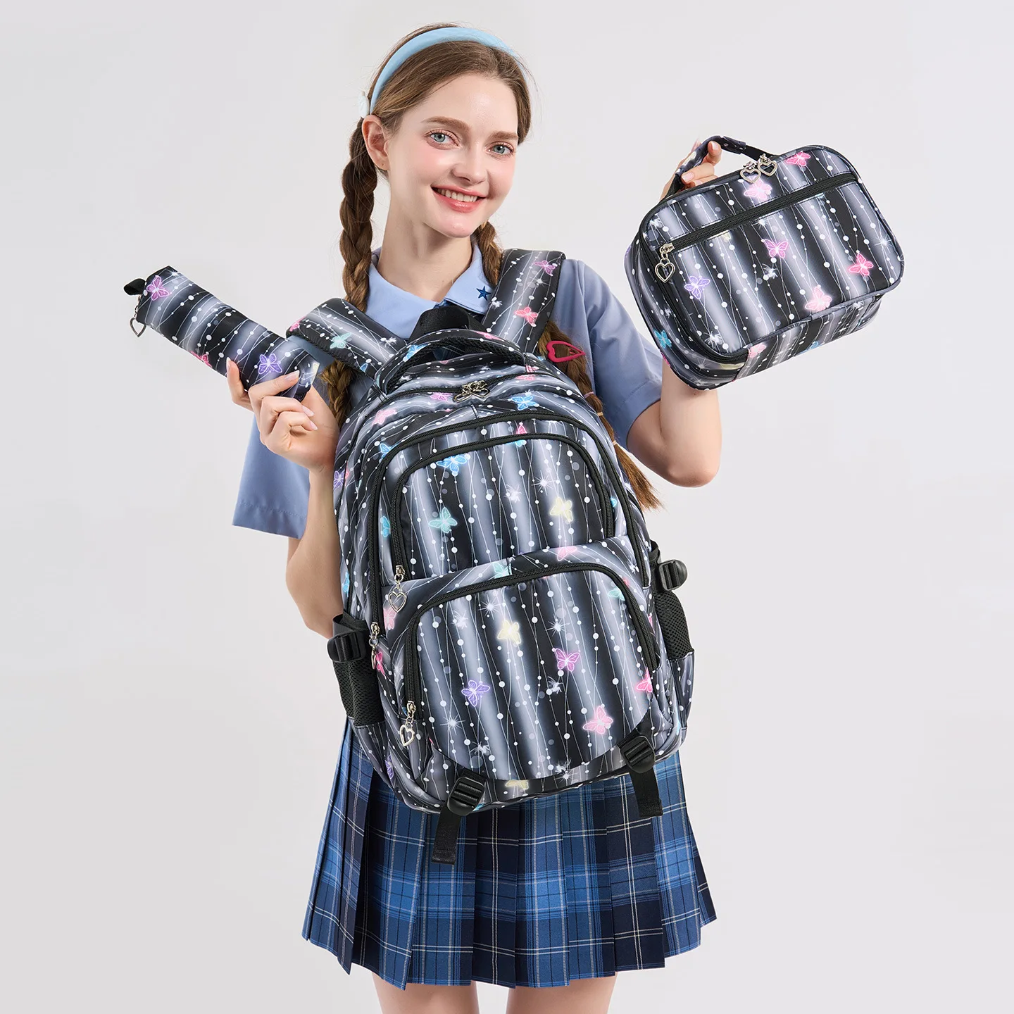 Girls Backpacks 3 Pieces Sets School Bags Large Size Bag For Teenagers Children Knapsack Big Boy Backpack Middle School Students