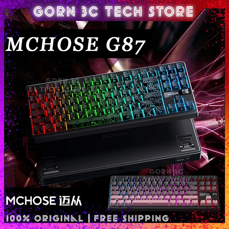 MCHOSE G87 Mechanical Keyboard Tri-mode Gasket Structure Hot Swap Multifunctional Knob Customized Gaming Keyboard Pc Accessory