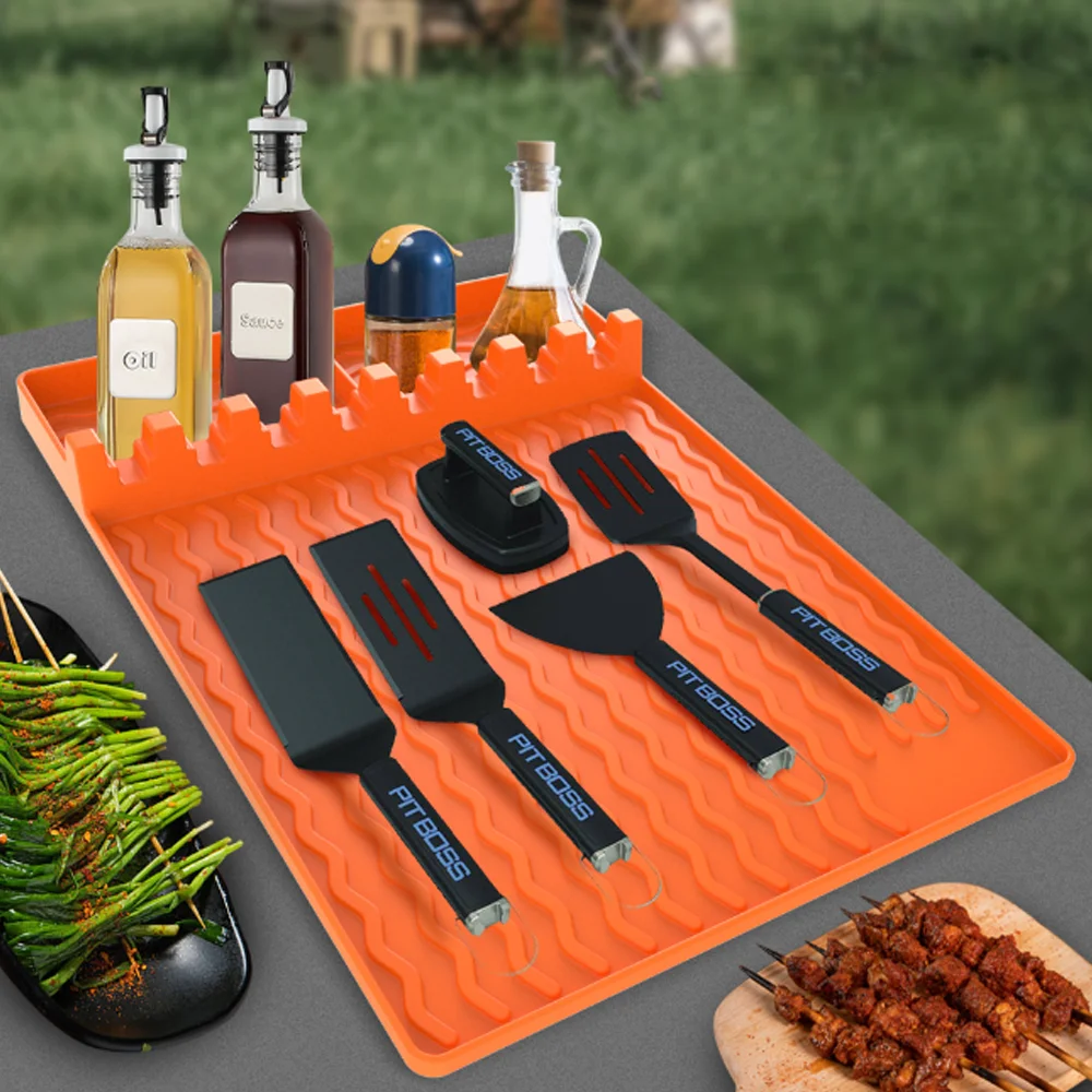 

Oven Silicone Side Frame Pad - Black Stone Silicone Oven Tool, Silicone Dustproof Cleaning Pad, Barbecue Protection Pad