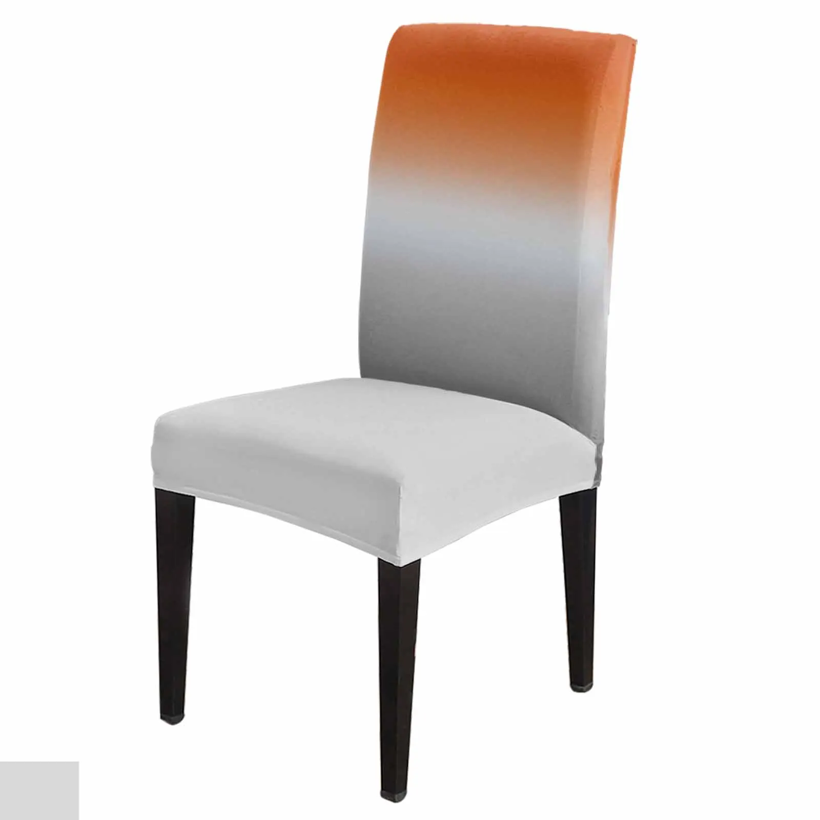 Orange Gray Gradient Abstract Chair Cover for Dining Room Spandex Stretch Seat Cover for Wedding Banquet Party Seat Case