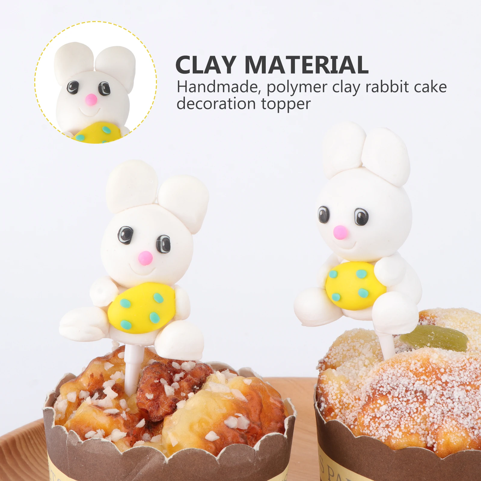 

2 Pcs Birthday Cake Decoration Picks Bunny Cupcake Toppers Ornaments Party Child