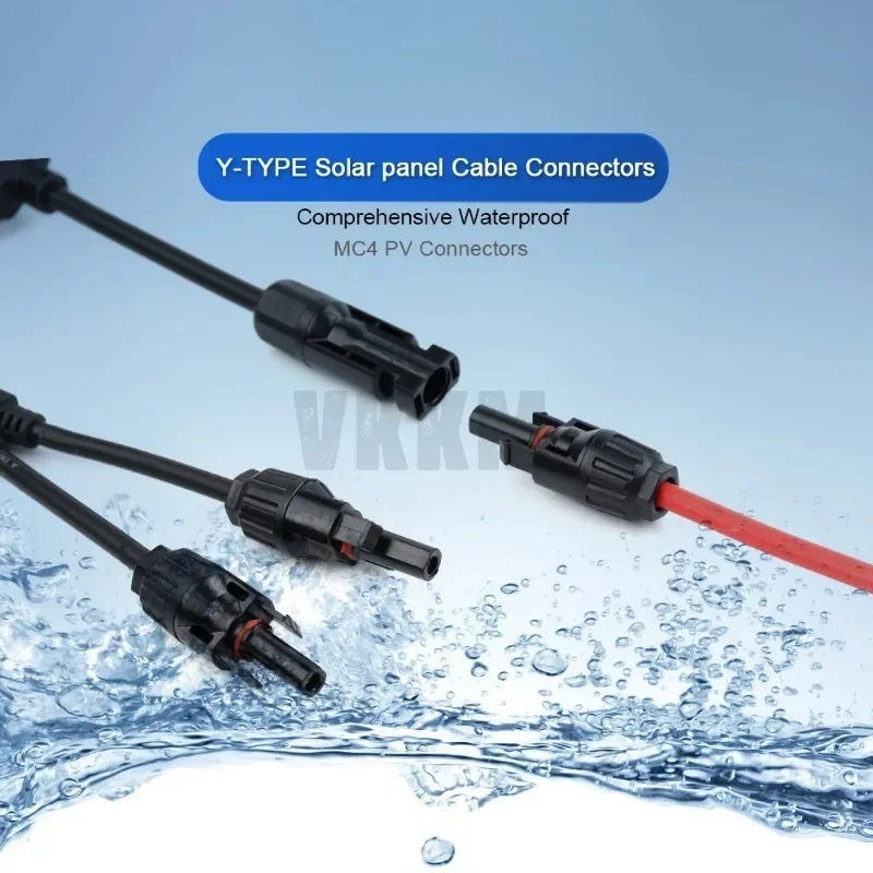 Power Solar Connectors 30A Y-Branch Cable, Solar Cable Parallel Adaptor in Pair for Solar Panel 1*M/FF+1*F/MM black red Power image 6