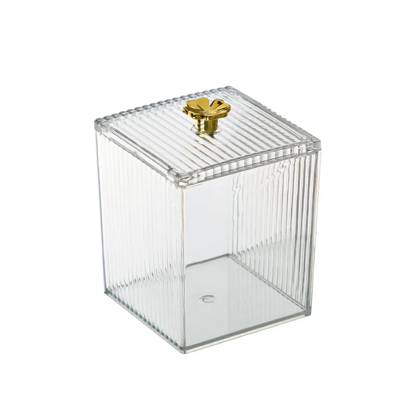 Boîte de rangement transparente pour cotons-tiges, 1 pièce, conteneur de bureau anti-poussière pour démaquillage, rouge à lèvres en coton, boîtes à cosmétiques en acrylique, nouveau