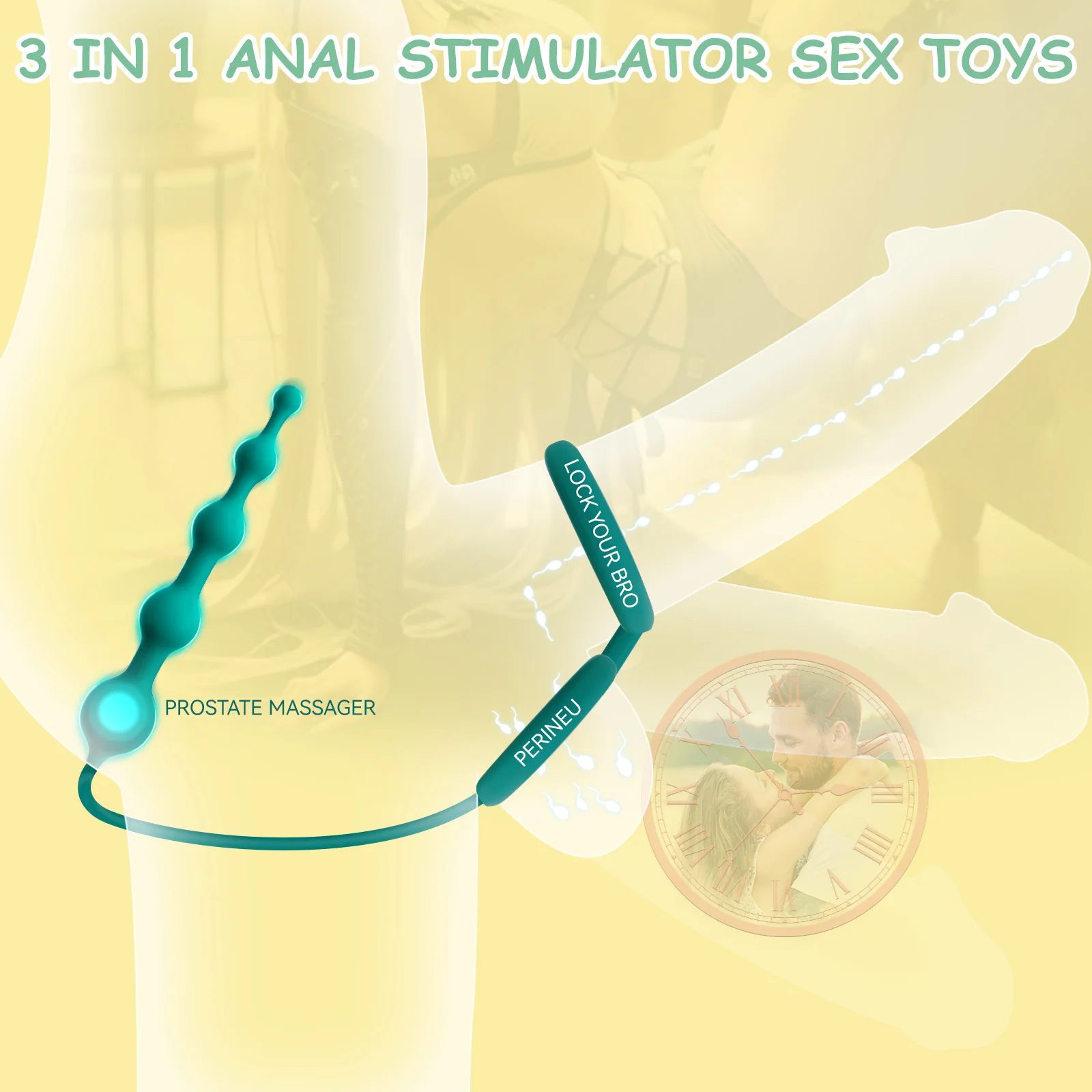 Anal Beads Butt Plug with Penis Cock Rings Men Prostate Massager Anal Plug Bullet G Spot Stimulor Adult Sex Toys for Women