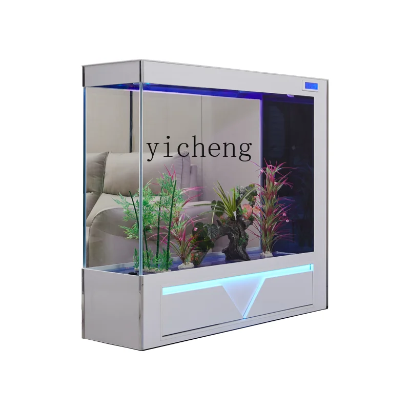 YY New Super White Glass Large Smart Light Luxury Screen Home Floor Aquarium