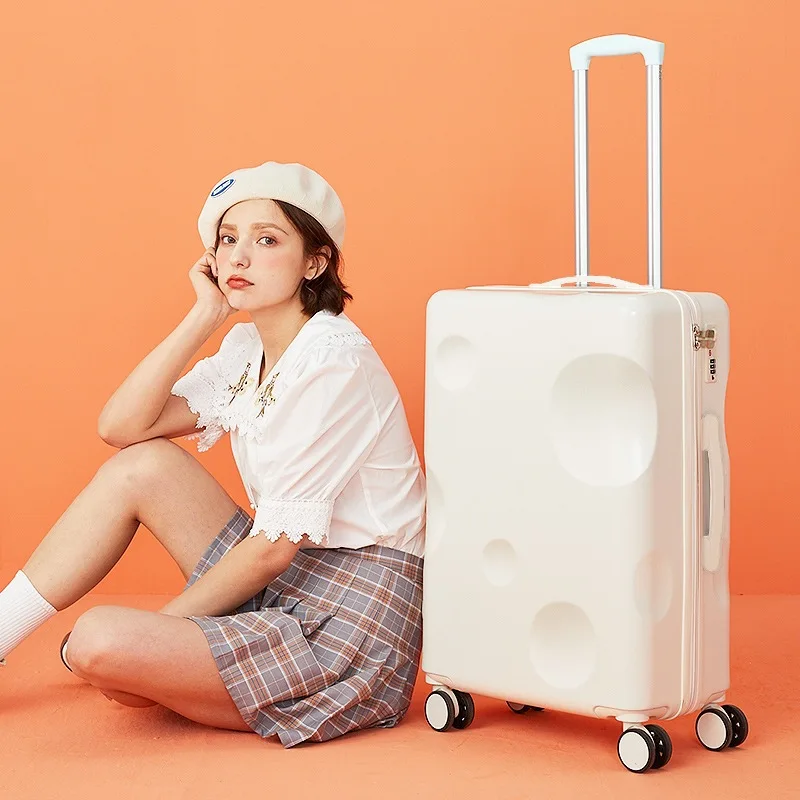 Maleta de viaje para niña, maleta con ruedas para estudiantes, a la moda, con cerradura, bolsa de equipaje escolar